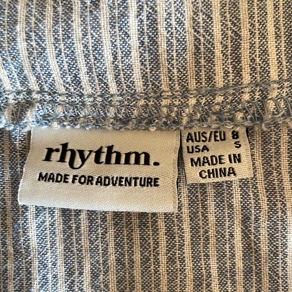 Rhythm Tiki Blue and White Striped Lace-Up Shift Dress - Size Small - Picture 5 of 6